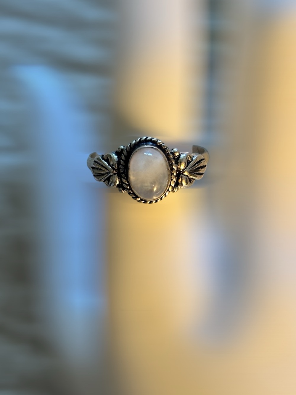 Sterling Silver Moonstone Vintage Style Ring 10